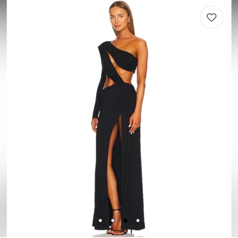 NBD Black One-Shoulder Cutout Maxi Dress